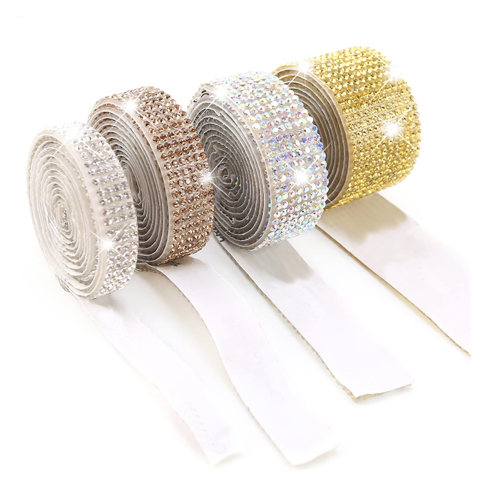 ACiyD Mehrzweck 1 Yards Selbstklebende Strass-Bordüre Glitter Kristallband Band Kette DIY Strassband-Bordüre für Autotelefon-Dekorationen für Geschenkverpackungen Basteln