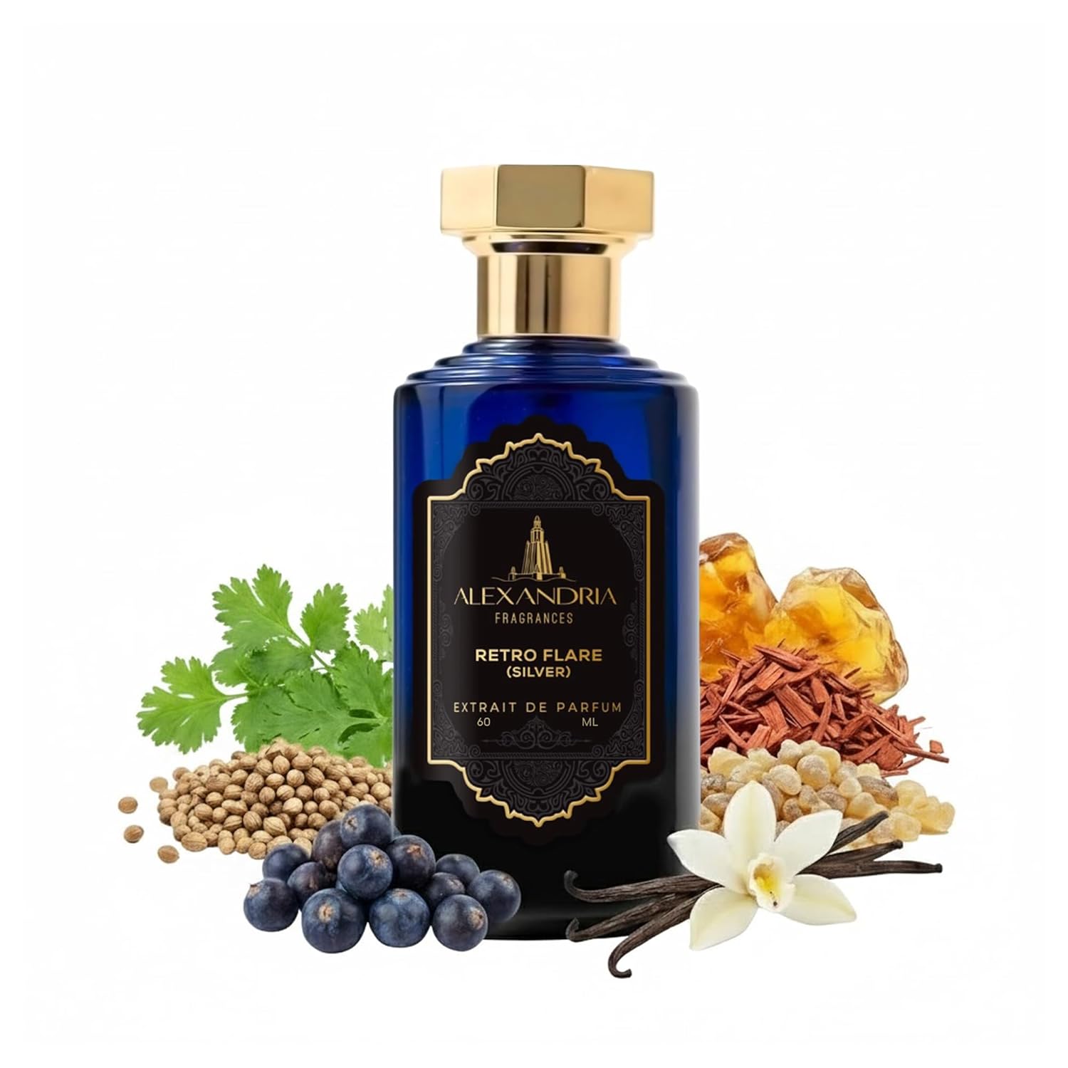 Alexandria Fragrances Retro Flare (silver) Perfume - Premium Eau de Parfum with Coriander & Musk Notes - Luxury Fragrance with Juniper Berries, Coriander & Musk – Men Cologne for Every Occasion 60ml