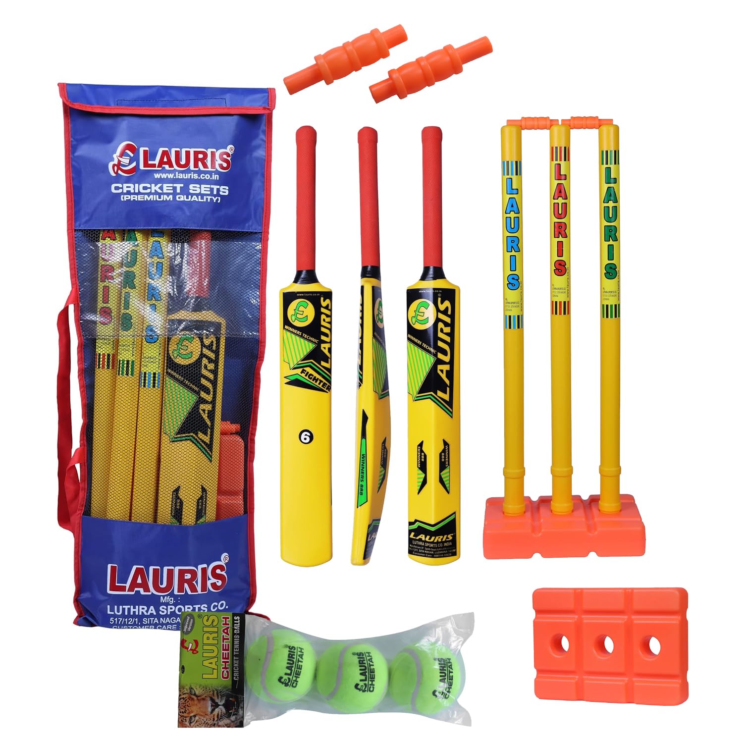 LAURIS Cricket kit Set Plastics for Boys 10-14 Years Having bat no. 6 | Large Wicket setof 3 pcs of Length 31 inches with 1 Base of 3 Holes| 2 bails and |3 Cotton Tennis Balls (B0CM6PND44) Amazon Price History, Amazon Price Tracker