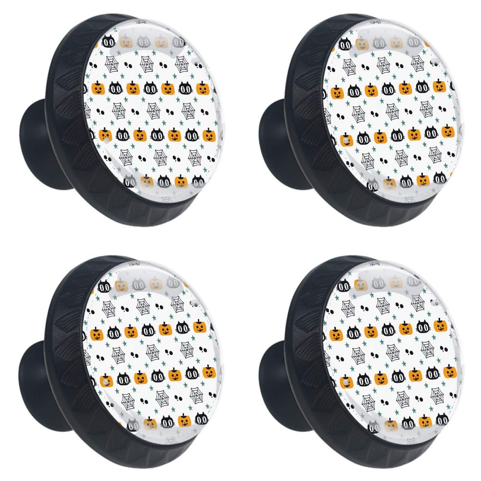 Boutons de meuble citrouille Halloween ronds en verre pour tiroir de cuisine et commode | 30 mm