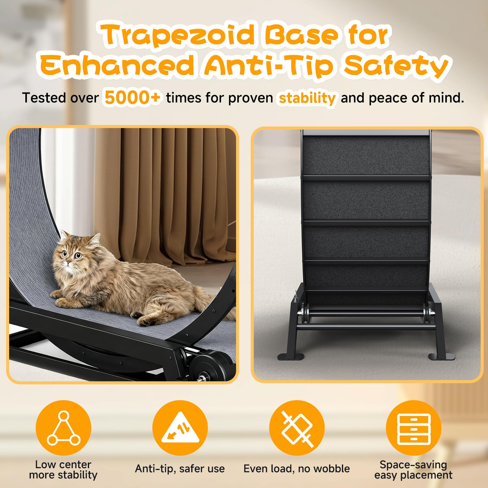 GTPLAYER - Rueda para gato, rueda de ejercicio para gatos, XL- 100 cm, ultra silenciosa con alfombra extraíble, pegatinas, sistema de bloqueo, apto para la mayoría de gatos, metal, negro
