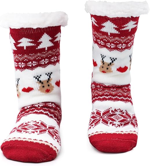 DIYASY Christmas Slipper Socks, Fluffy Cozy Socks with AntiSlip Dots