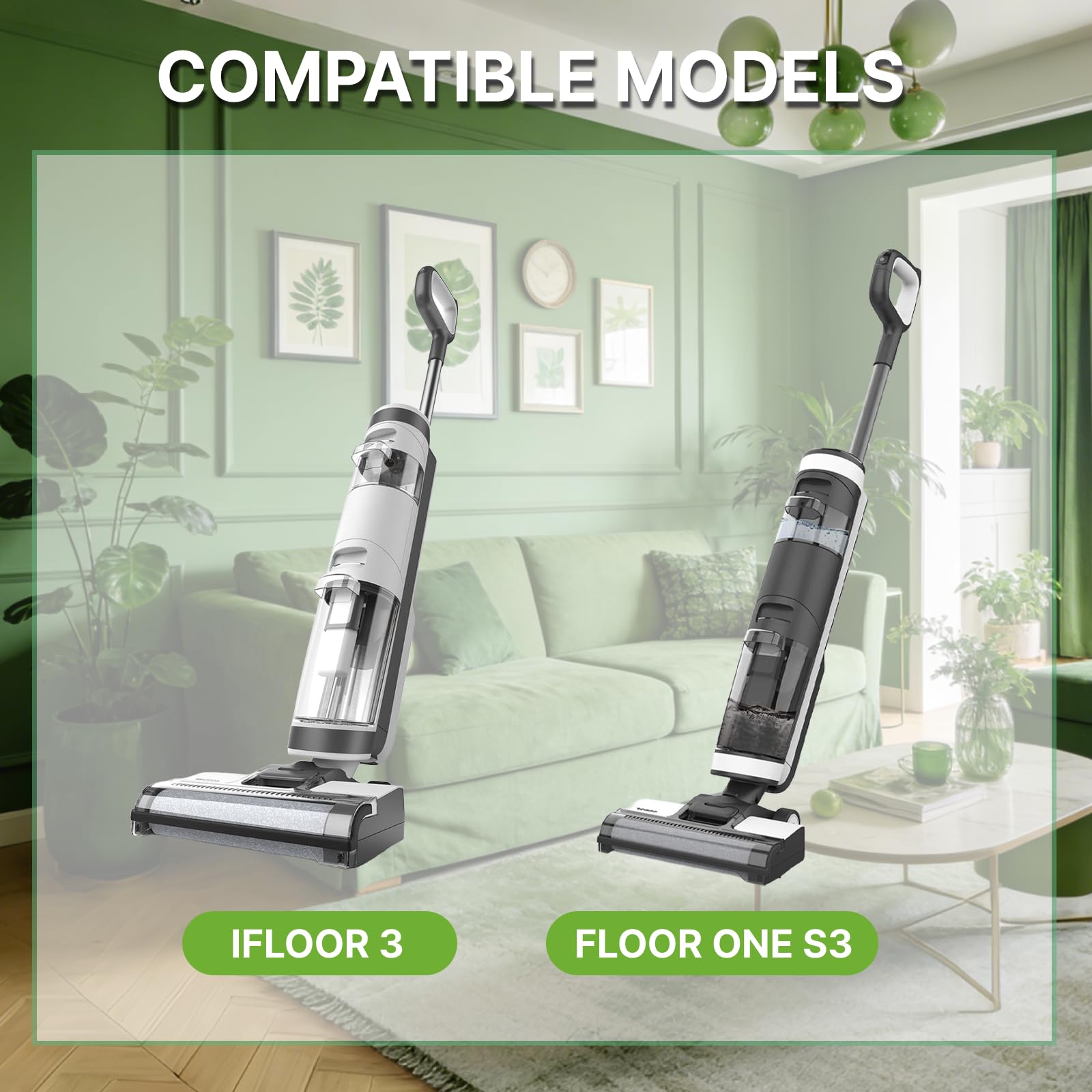 VacusMatrix iFloor 3/Floor One S3 Roller Brush Replacement Fit for Tineco,3 Brush Rollers and 3 HEPA Filters for Cordless Wet Dry Vacuum Cleaner, Vacuum Mop Replacement Parts Accessories - 3