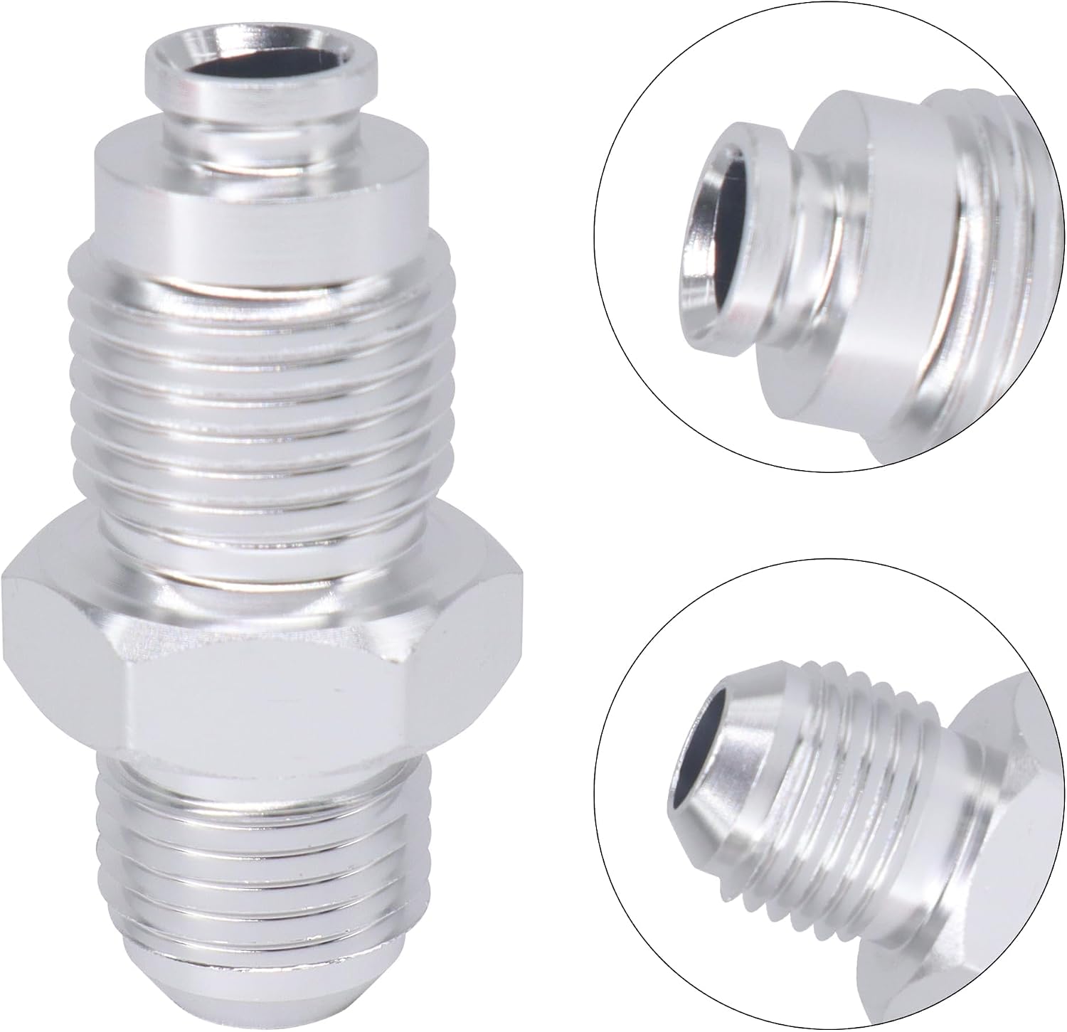 6an Male Flare to M16-1.5 O-ring Power Steering Adapter Fitting Thread Connector Fluid Bare Aluminum F06ANPSM1615
