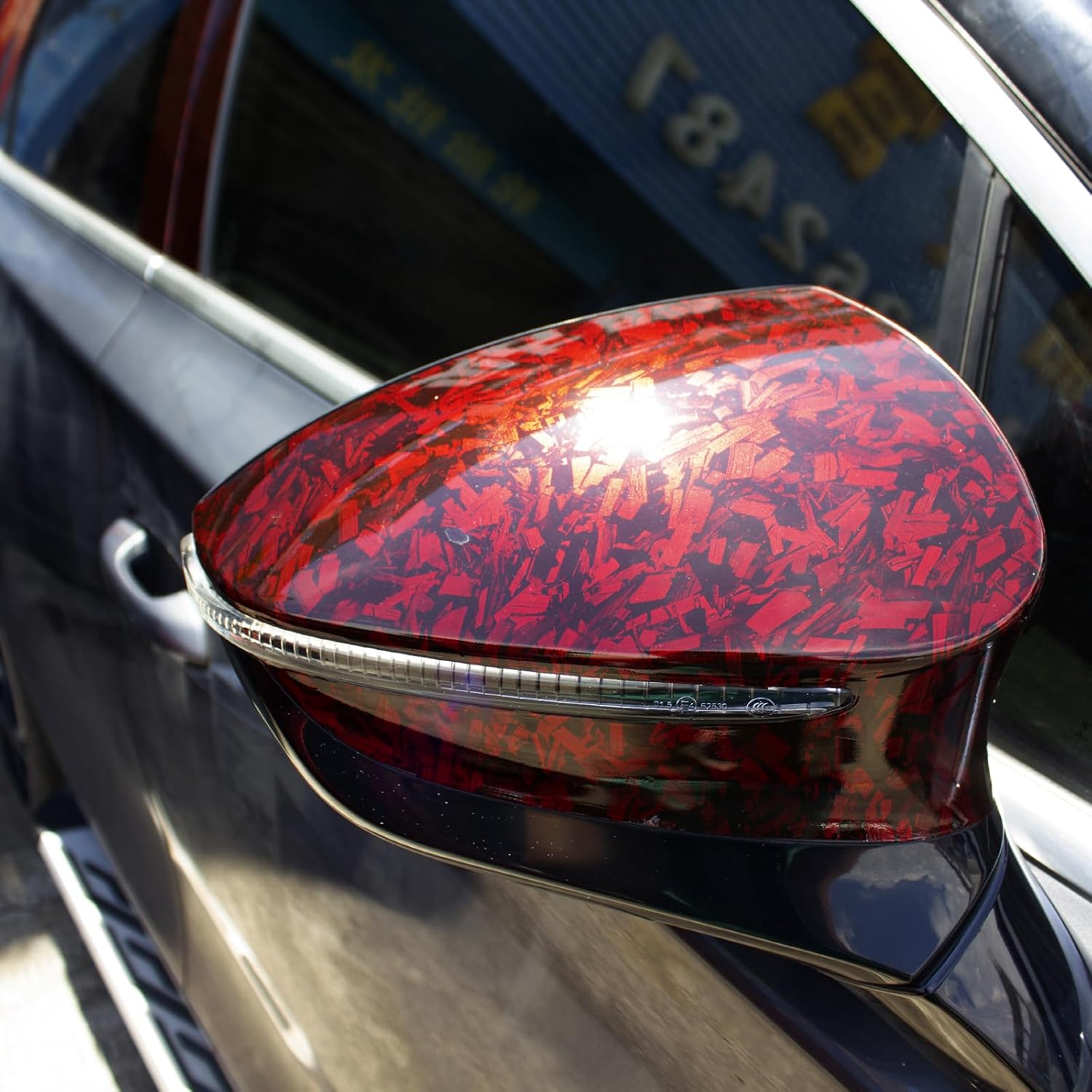 Vinyl Matte Black Carbon Fiber Sticker wrap Carbon Fiber Tape Car wrap Exterior Vinyl Sticker Sheet (Red Broken Shale, 1FT*5FT)