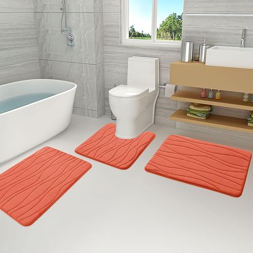 Miniatura 8 de Buganda Tapete de baño de espuma viscoelástica de 24 x 16 pulgadas, extra suave y absorbente, antideslizante y lavable a máquina, tapete de baño