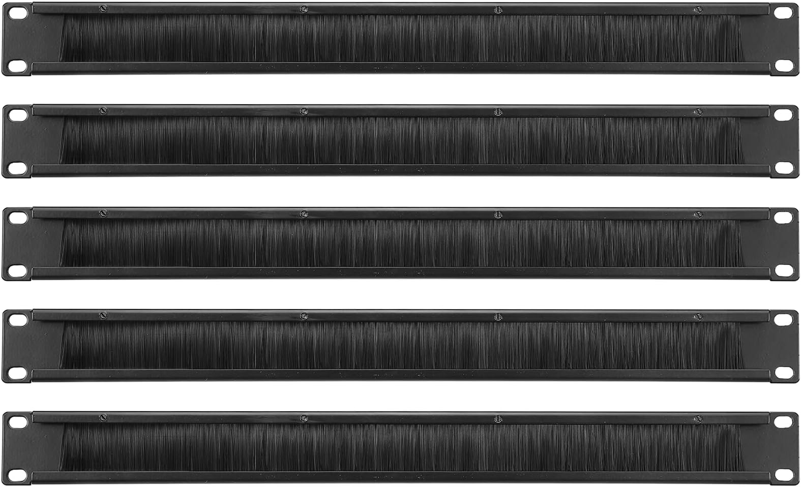 Brush Cable Manager 1U, 19 Inch, 5 Pack Horizontal Rack Mount Cable Management Strip Panel for Network Server Rack