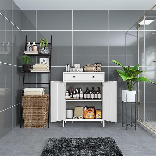 Miniatura 6 de Gabinete de almacenamiento de metal, gabinete de almacenamiento multiusos y 1 cajón, gabinete de oficina de metal para el hogar, sala de estar,