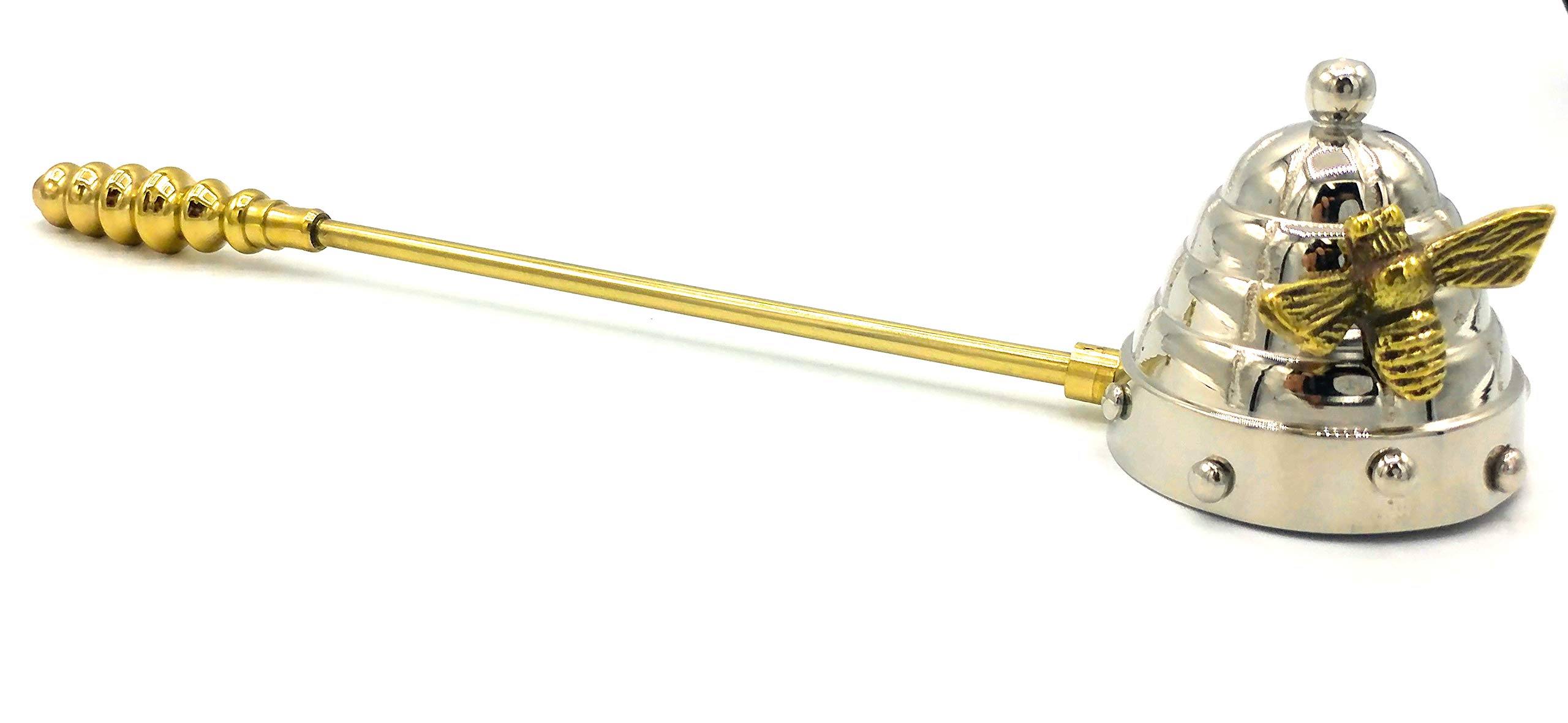 Kraken Bath Co. Brass Beehive Candle Snuffer, Wick Snuffer, Candle Extinguisher, Candle Accessory with Long Handle to Extinguish Candle Wicks Flame Safely