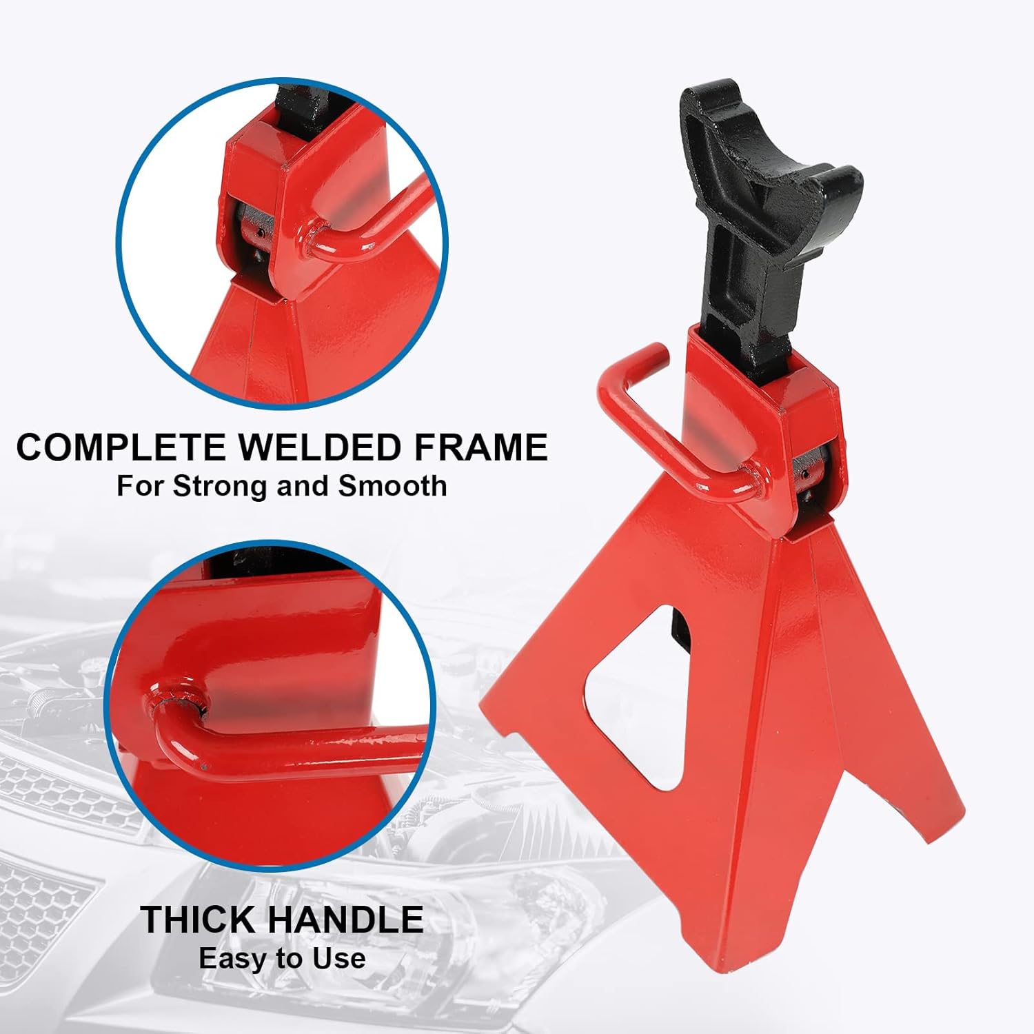 6 Ton Car Jack Stands 12000 Lbs Capacity Steel Car Lifting Stand Adjustable Jack Stand for ATV's UTV's SUV MPV Truck RV Red 1 Pair