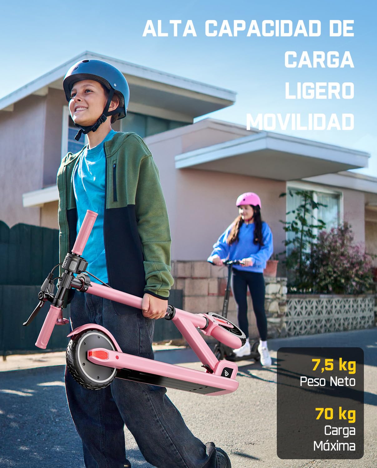 FanttikRide T9 Patinete Eléctrico para Niños, 11/16/19 km/h | Indicador LED de Batería, Altura Ajustable, Plegable, para Niños de 1,3 a 1,7 m, hasta 40 Minutos, sin ABE