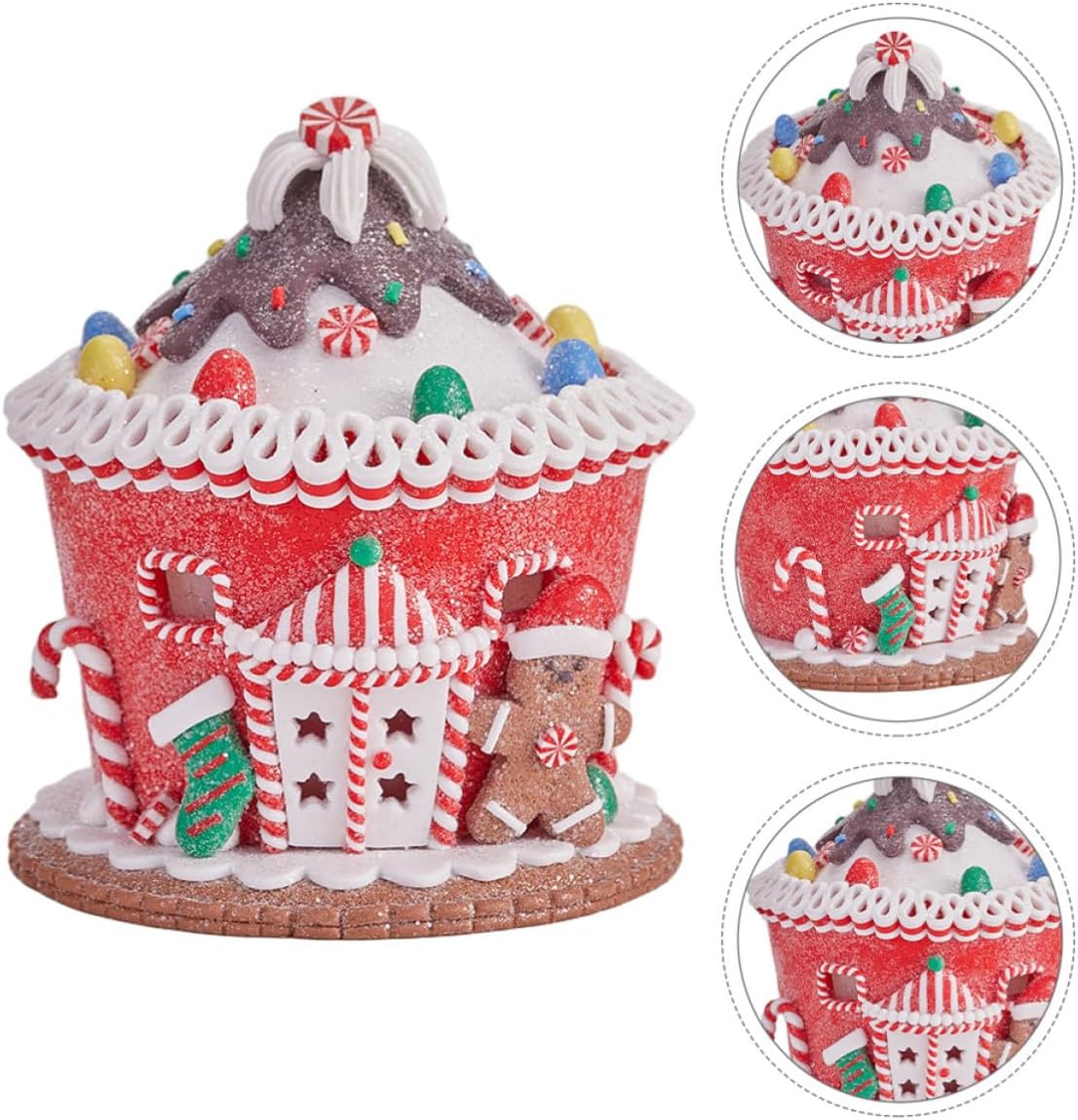 Illuminated Resin Castle Figurine with Light up Design, Classic Holiday Decor for Christmas Village Tabletop Decoration, Soft Clay Material, for Holiday Setup and Seasonal Display