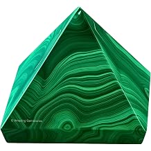 Amazing Gemstone Malachite Pyramid Crystal Healing Stones - 1" Great Pyramid Figurine of Natural Stone Pyramid for Meditation, Reiki, Chakra Balancing and Crystal Pyramids Grid