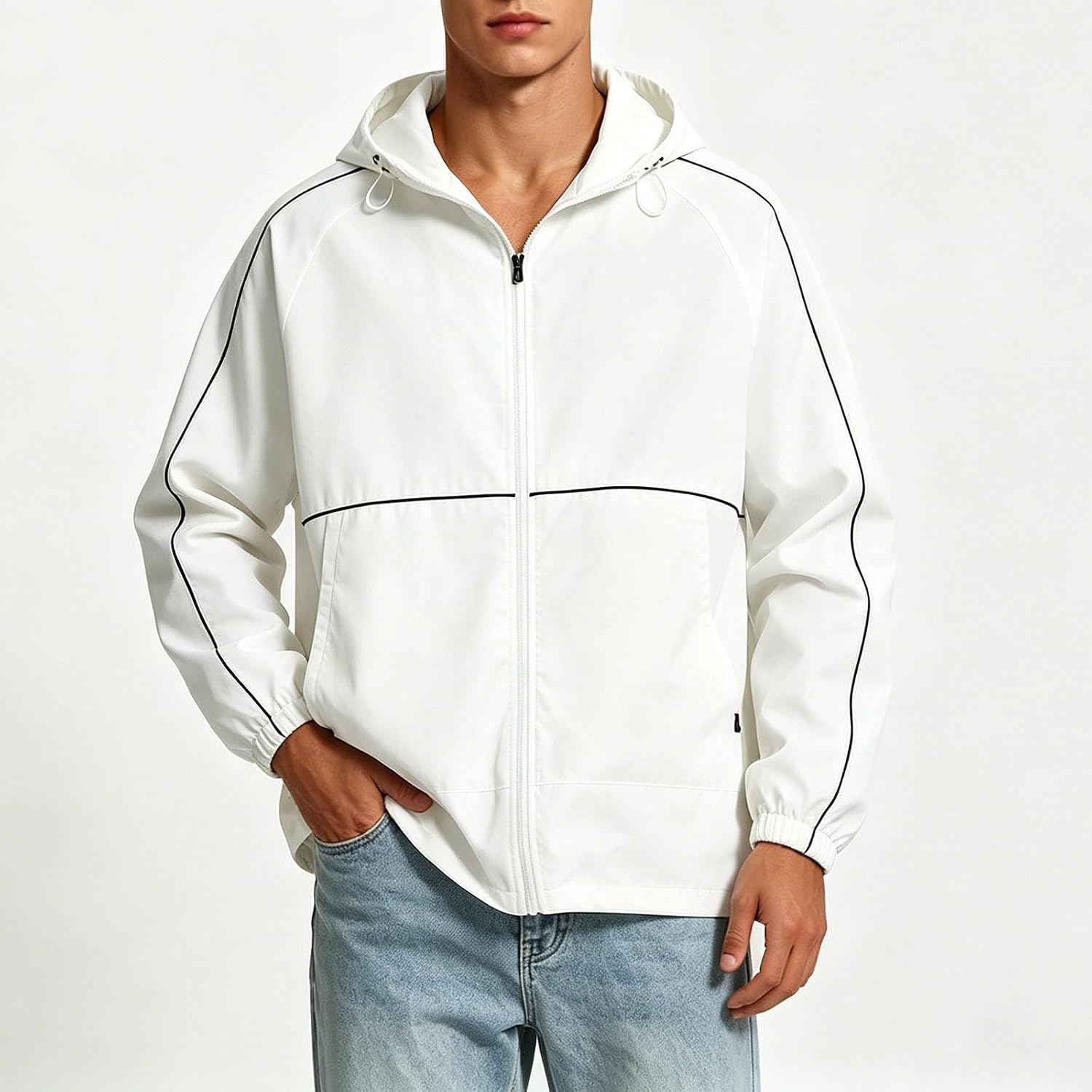 Cambkatl Men's UPF 50+ Sun Protection Lightweight Hoodie Jackets Loose Full Zip Summer Thin Long Sleeve Fishing Shirts