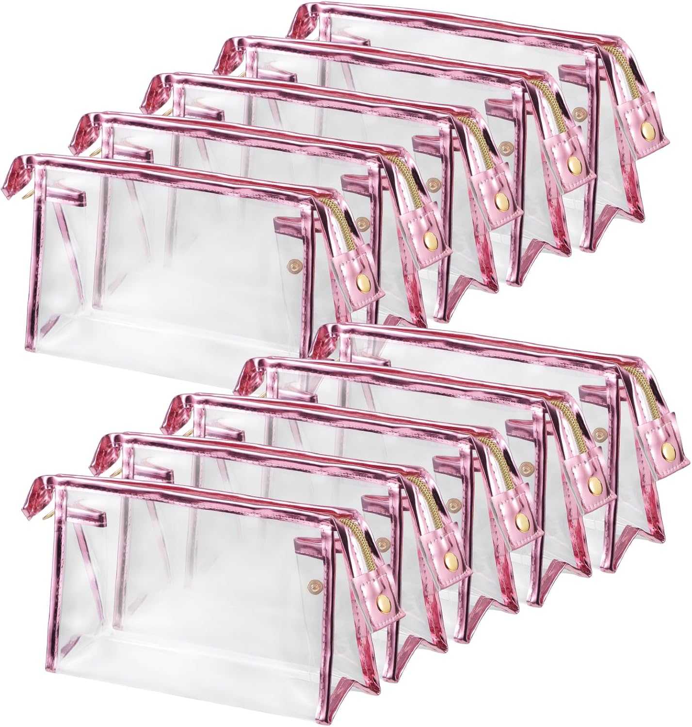 BESARME 10 Pcs Clear Makeup Bags Bulk with Zipper, Clear PVC Travel Toiletry Bag Iridescent Waterproof Cosmetic Bag for Women Party Favors Bachelorette Gifts for Bridesmaids