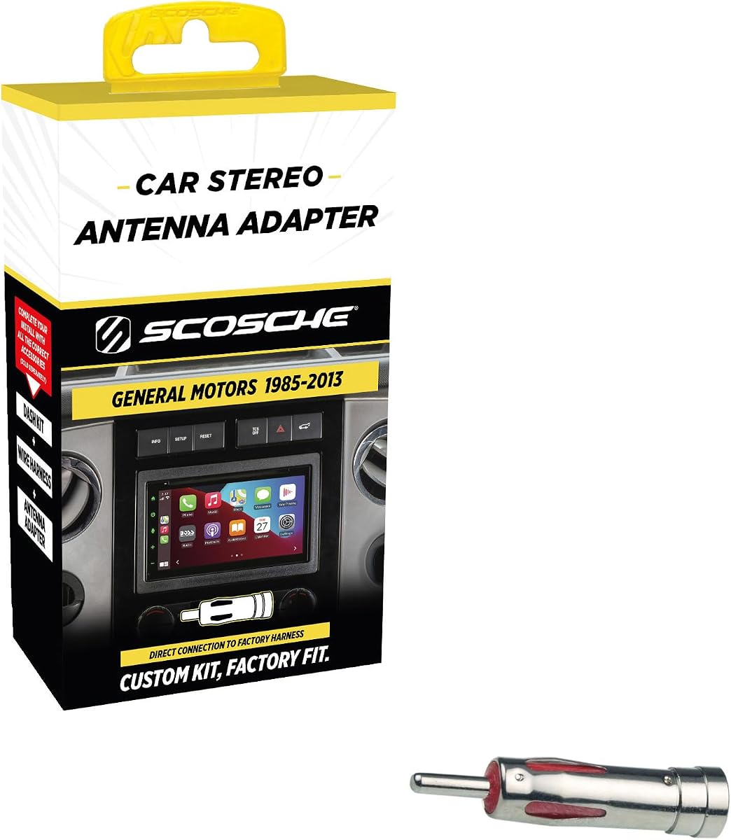 Scosche MDAB Adaptador de antena compacto Micro/Delco para estéreo de coche de posventa compatible con vehículos selectos GM e importados 1985-2013 - Adaptador de antena de radio - Adaptador de audio para coche - Ver guía para vehículos