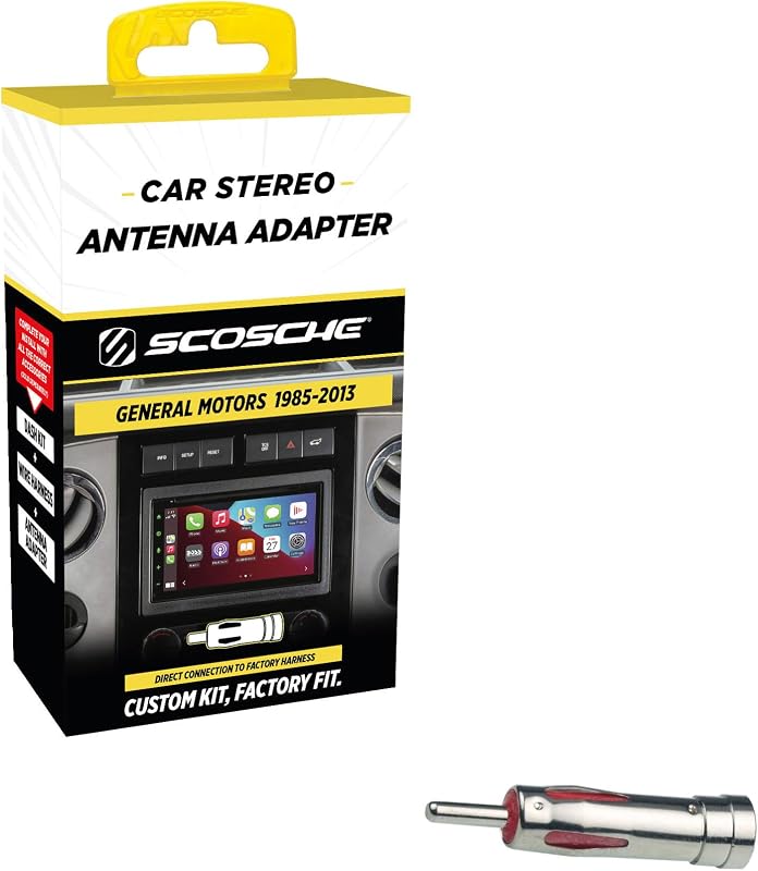 Scosche MDAB Adaptador de antena compacto Micro/Delco para estéreo de auto de posventa compatible con vehículos selectos GM e importados 1985-2013 - Adaptador de antena de radio - Adaptador de audio para auto - Ver guía para vehículos