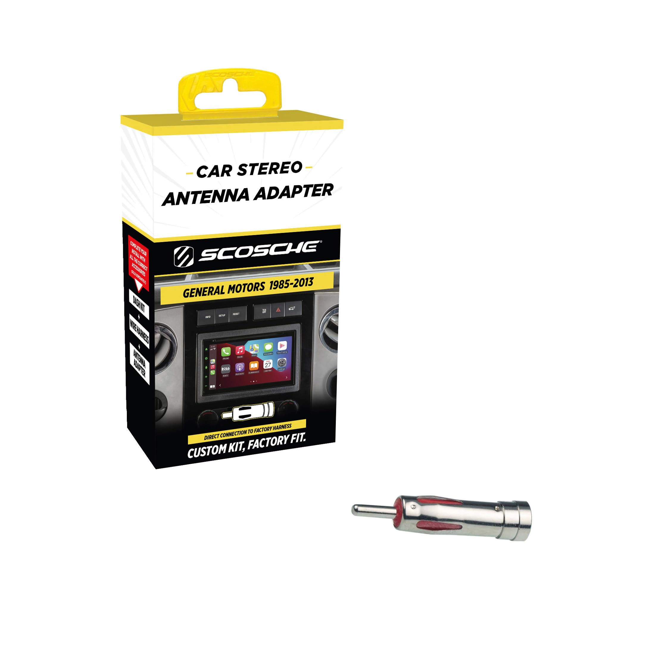 Scosche MDAB Compact Micro/Delco Antenna Adapter for Aftermarket Car Stereo Compatible with Select 1985-2013 GM and Import Vehicles - Radio Antenna Adapter - Car Audio Adapter - See Guide for Vehicles