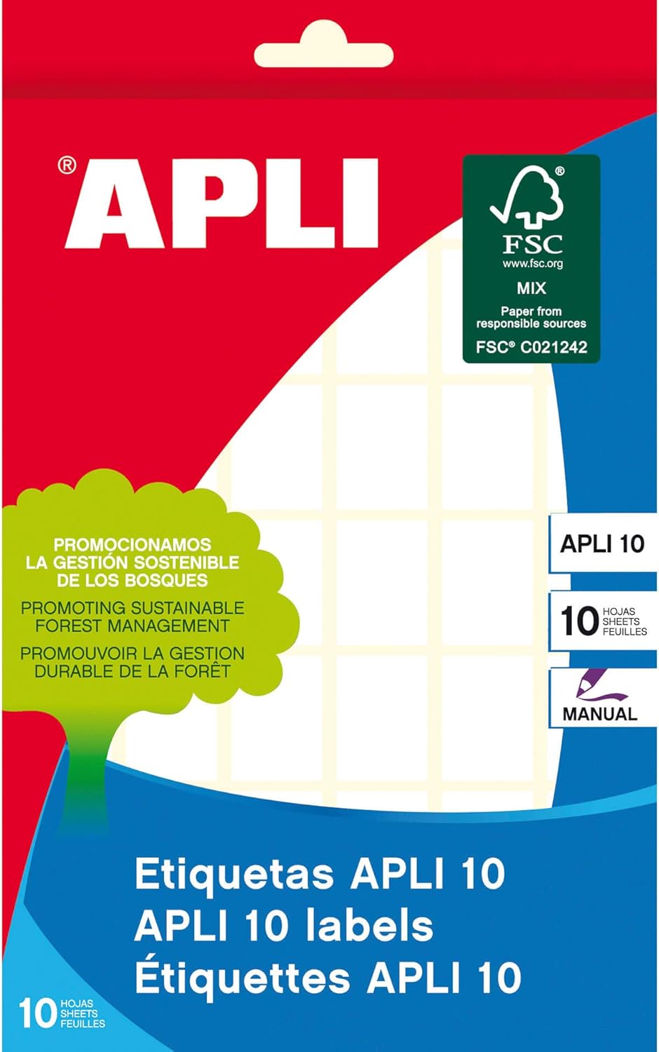 APLI 1639 Pencil Box with 10 Sheets of Labels, 16 x 22 mm, White