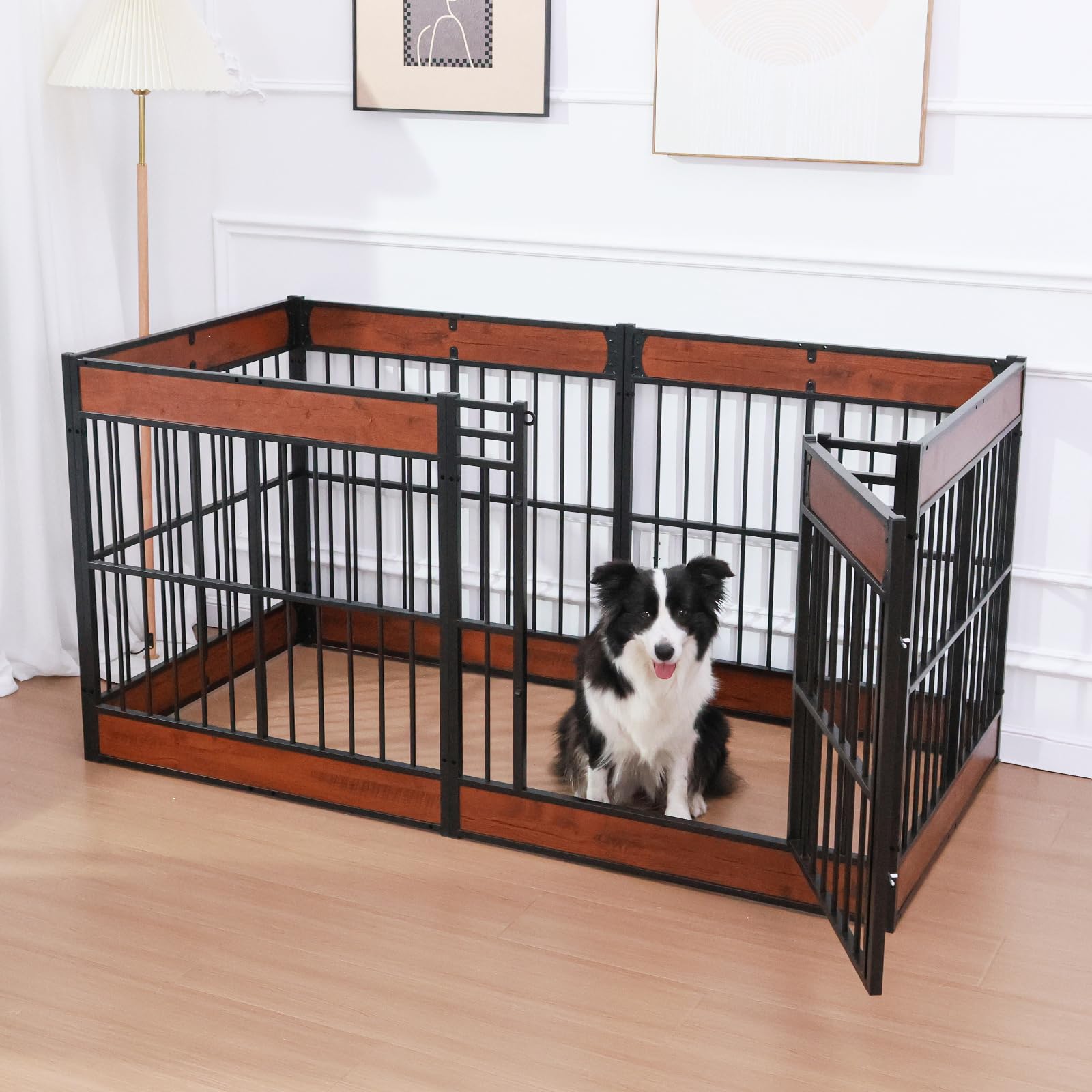 Dog Playpen, 35.4" Height Dog Pen Indoor, Heavy Duty, Safe and Sturdy, Furniture Style Puppy Pen