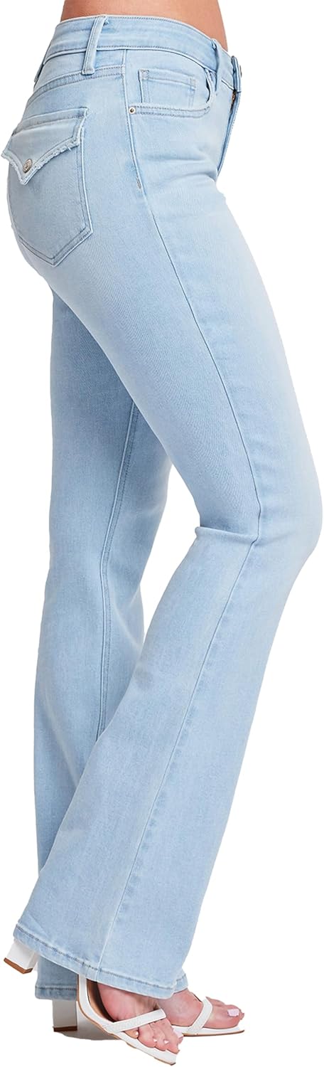 YMI Women's Bootcut Jeans with Flap Pockets