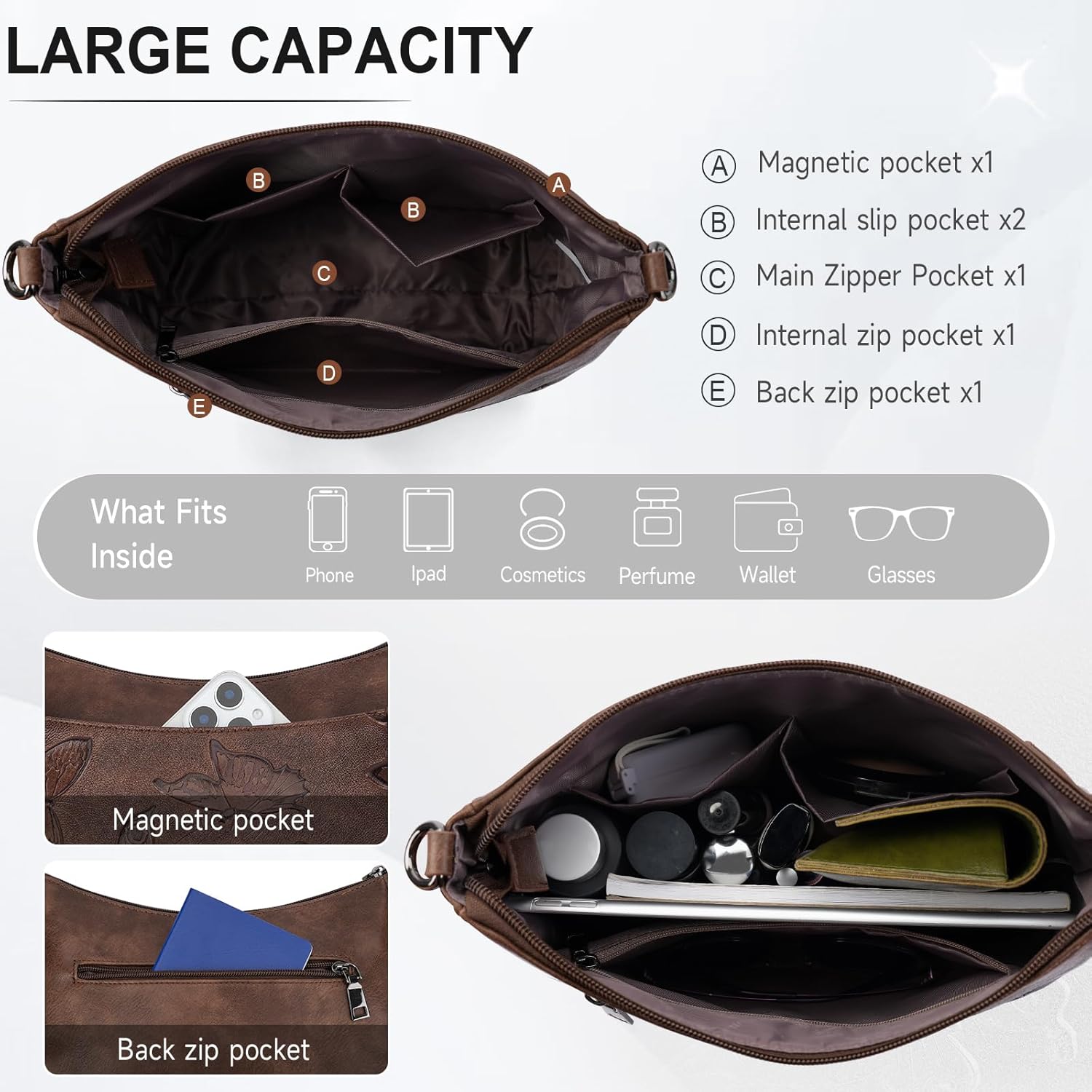 KITEVIUN Crossbody Bags for Women Trendy, Vegan Leather Medium Butterfly Hobo Purse, Women's Shoulder Handbags