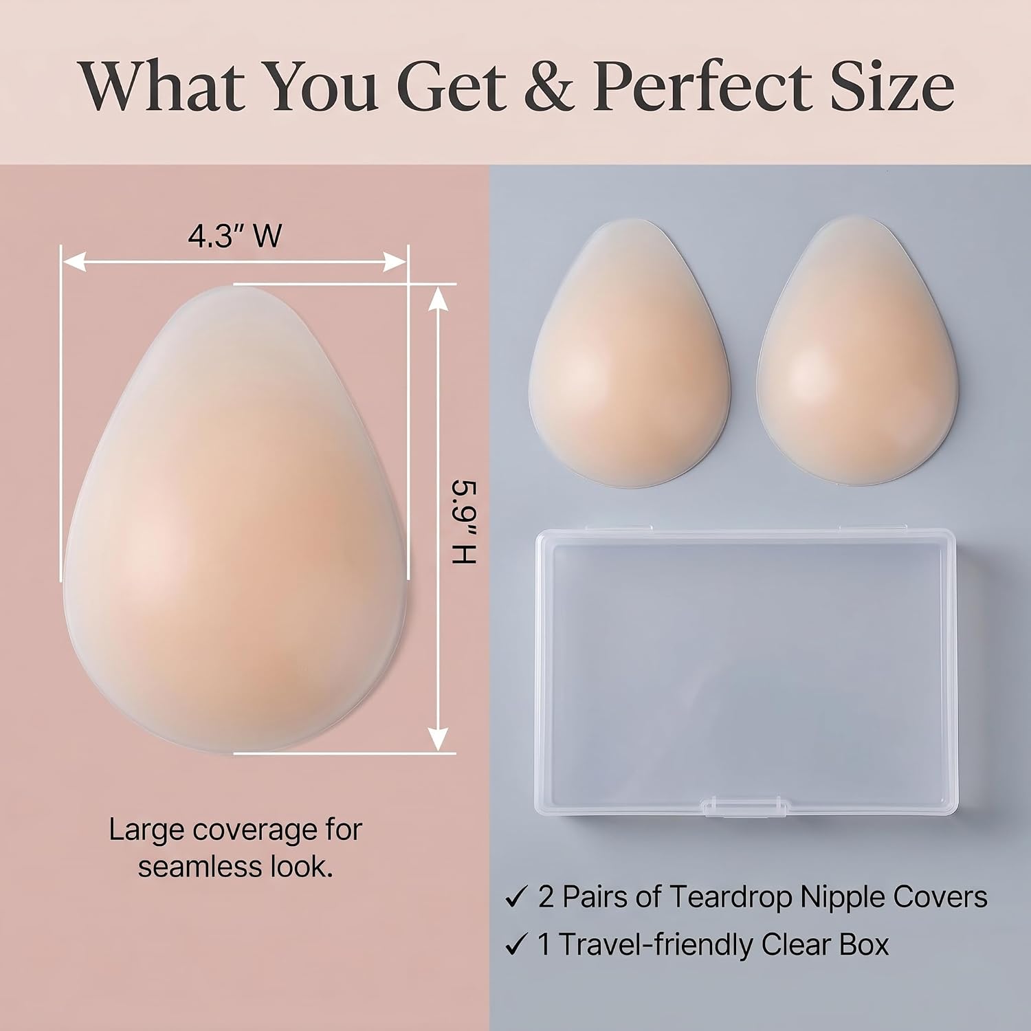 Breathable Nipple Covers for Women,Teardrop Breast Lift Pasties with Air Holes,Reusable for Summer Strapless Backless