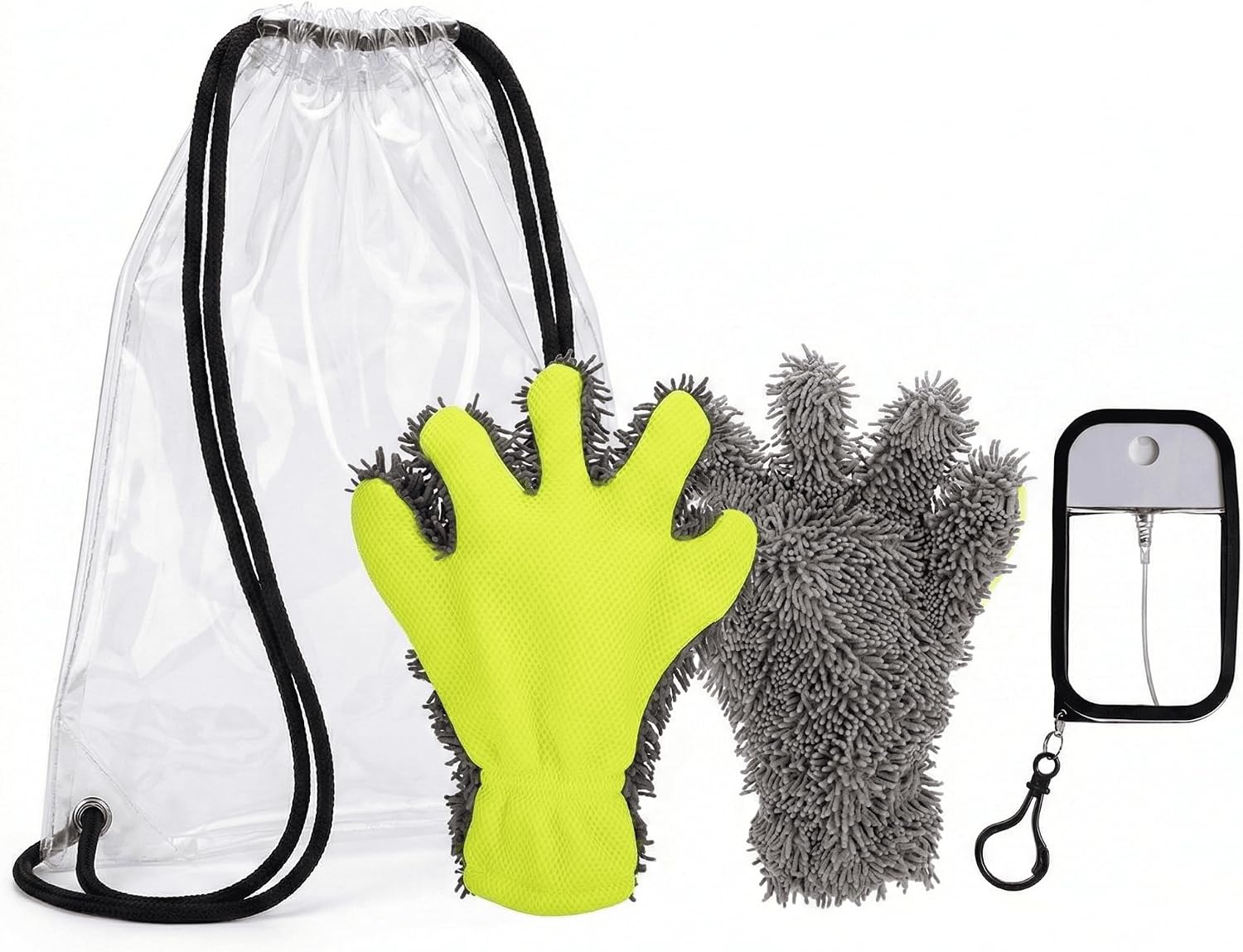 Dog Paw Cleaner Kit with Spray Bottle and Chenille Mitt | Portable paw wash set, microfiber mitt, waterproof storage bag for hiking and car trips