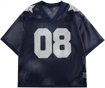 Mesh Football Jersey Oversized Number Shirt Baggy 2000s Streetwear Men Graphic Tees Unisex Fashion Short Sleeve