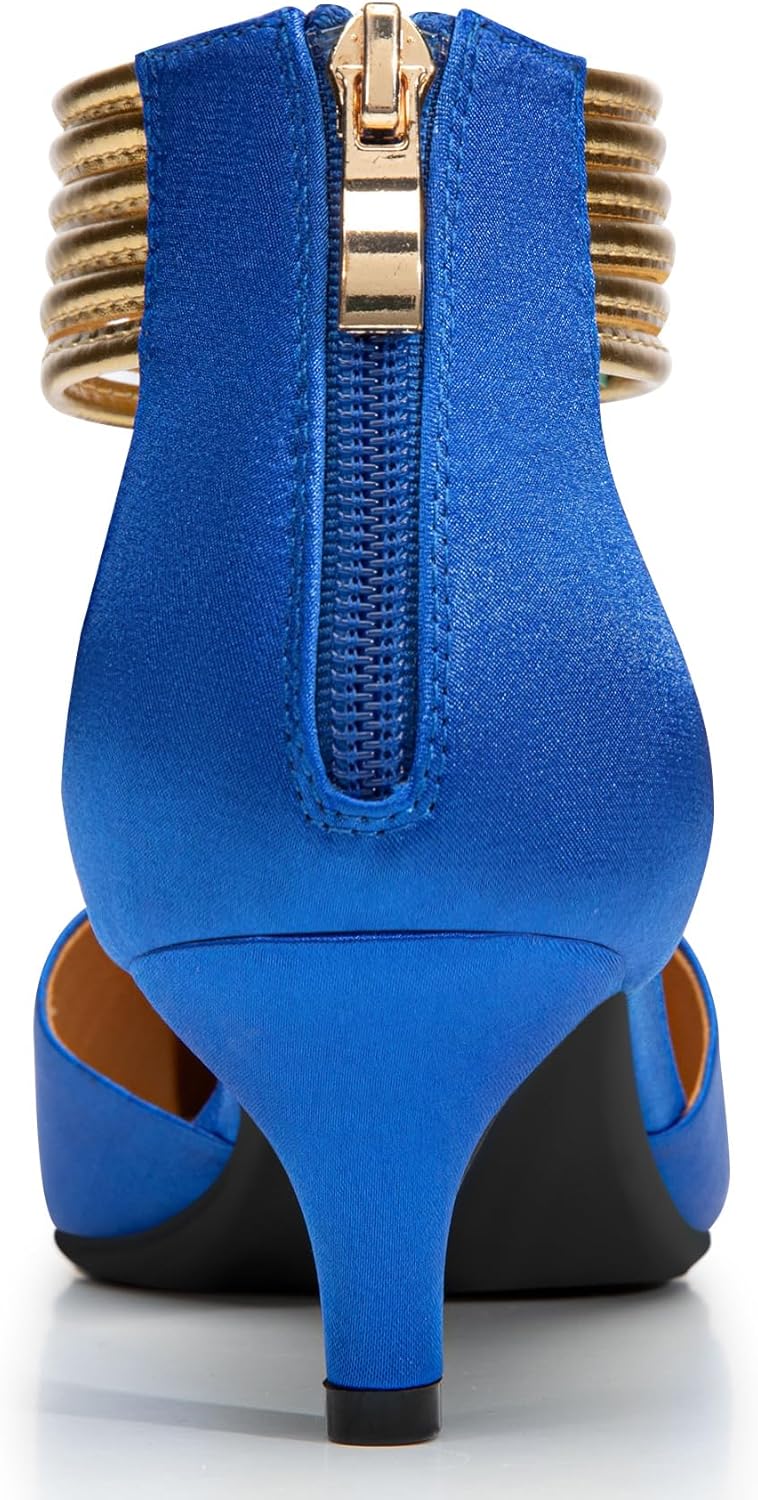 Trary Kitten Heels for Women Closed Pointed Toe Low Stiletto Heels Pumps Shoes Women Comfortable Ankle Strap Pumps 2" Heel Party Dressy Shoes - Image 6