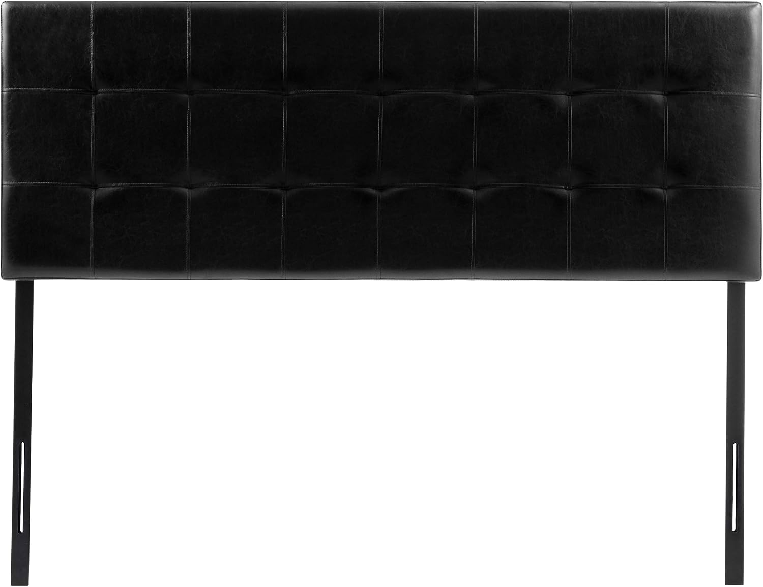 Amazon Basics Modern Tufted Vinyl Upholstered Headboard - Queen, Black