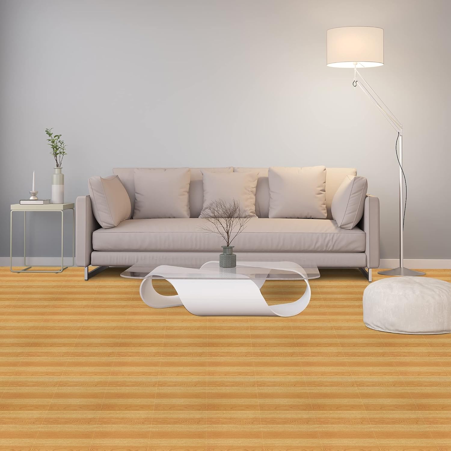 Ergode Easy Peel & Stick Nexus Tiles - Versatile Vinyl Floor Tiles for Any Room - 20 Tiles/20 sq. ft. - Light Oak Plank-Look - No Glue Needed