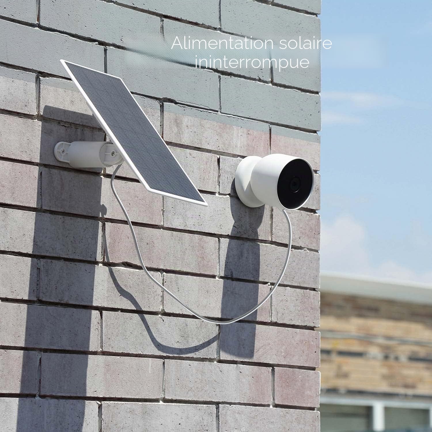 Wasserstein Panneau solaire pour Google Nest Cam extérieur ou intérieur, batterie – 2,5 W énergie solaire – Fabriqué pour Google Nest