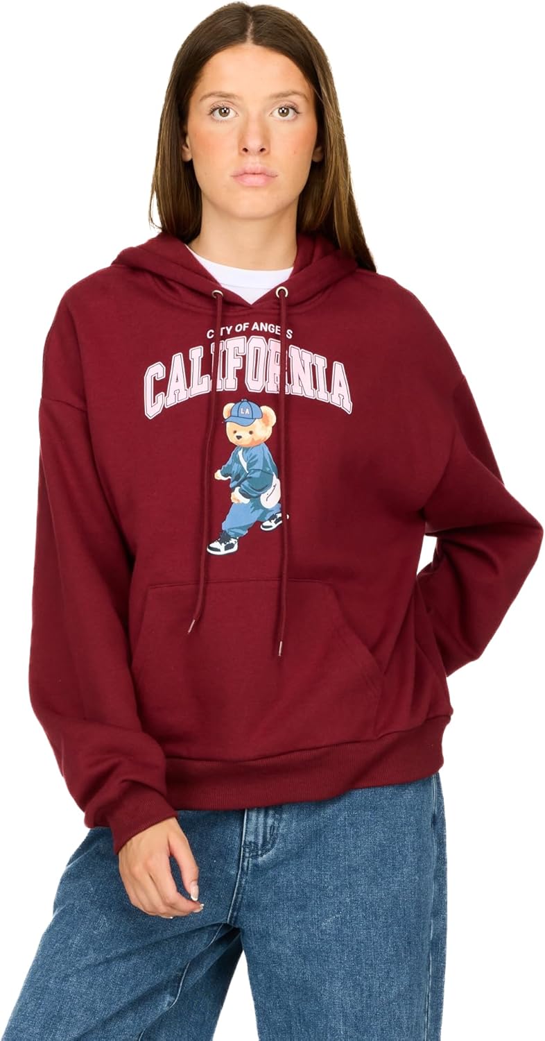 Forever 21 Women's Oversized Fleece Hoodie Sweatshirt with Kangaroo Pocket