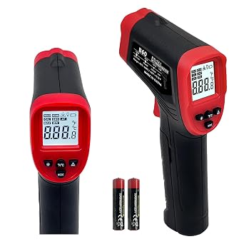 Digital Infrared Thermometer Gun for Cooking,-58 to 1112 F Laser Temperature Gun with Adjustable Emissivity&MAX&MIN,IR Thermometer for Pizza,Oven,Grill,Kitchen,BBQ,Meat,Food,Griddle not for Human