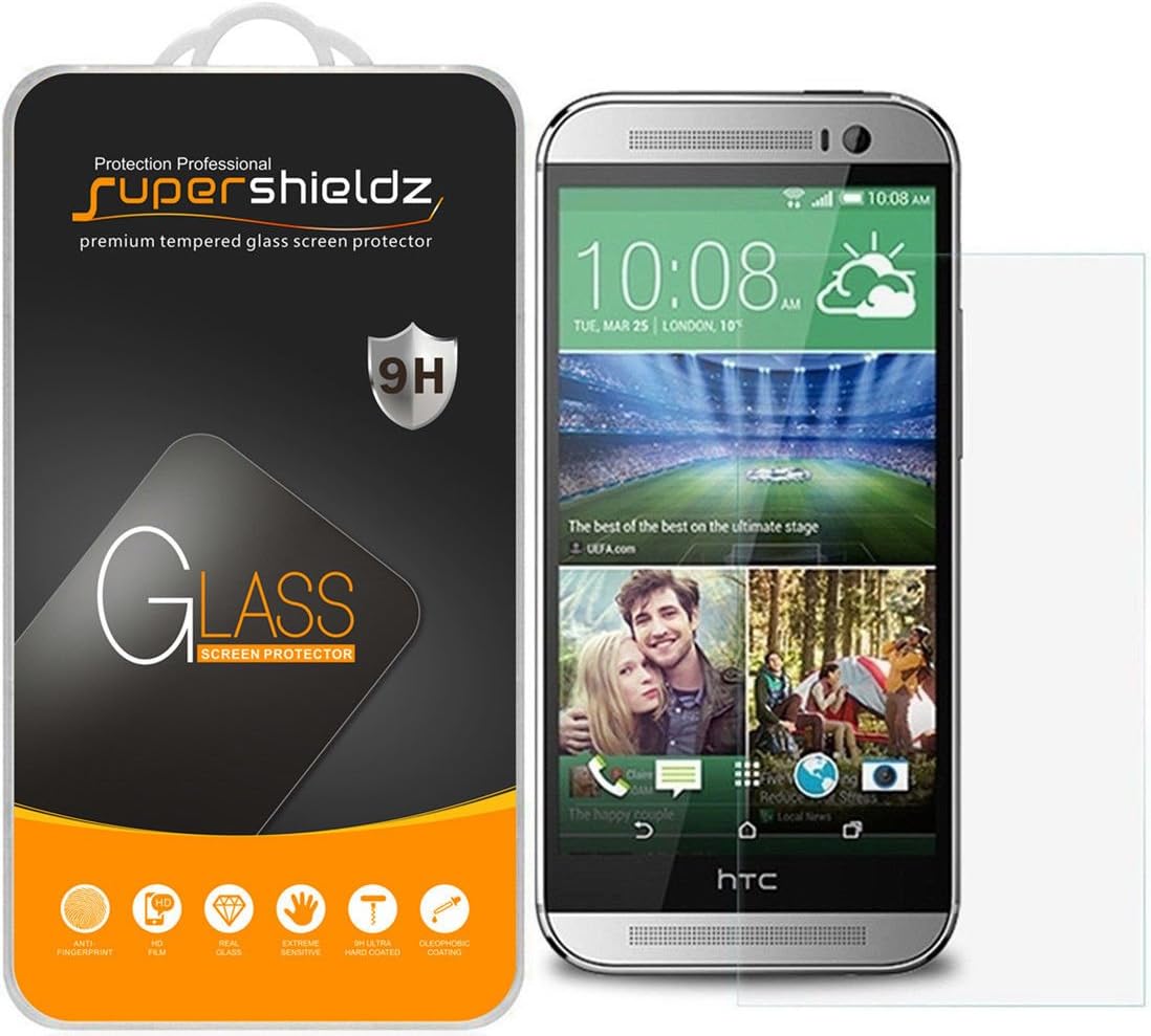 Supershieldz (2 Pack) Designed for HTC One M8 Tempered Glass Screen Protector Anti Scratch, Bubble Free