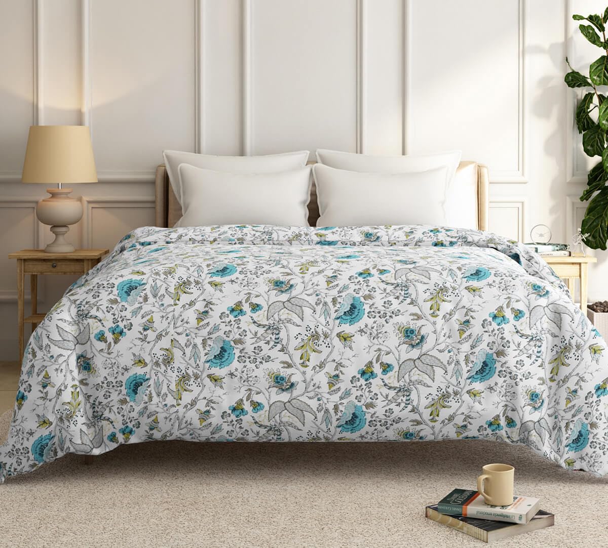 Floral Fiesta Double Dohar | Jaipuri Printed Design | AC Blanket | All Season Comforter | Soft 100% Cotton Reversible Dohar | Single Bed Queen Size |81 x 87 inch Multicolor Pack of 1