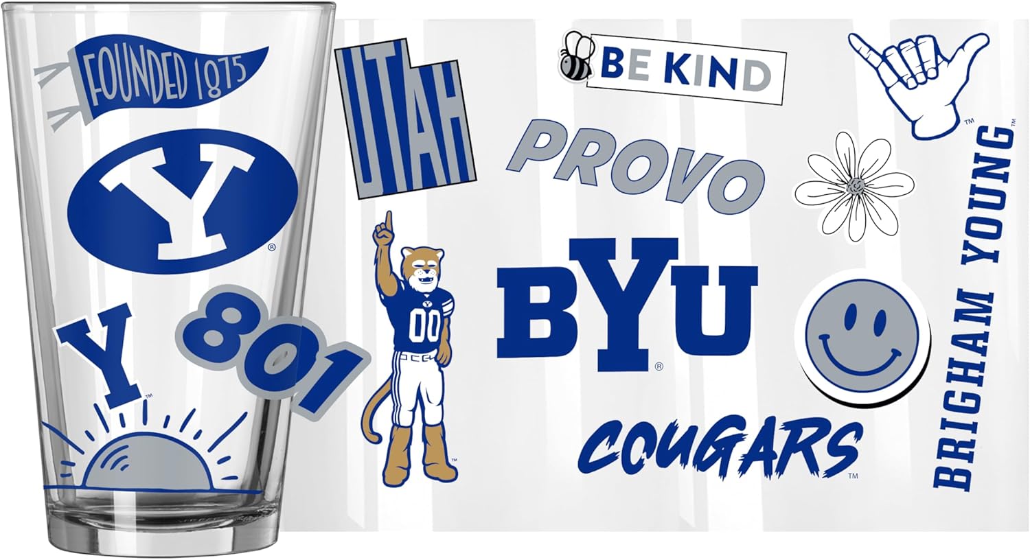 FANMATS NCAA 16 oz Pint Glass — Officially Licensed | Glassware | 16 Fluid Ounces | Native Icons Design