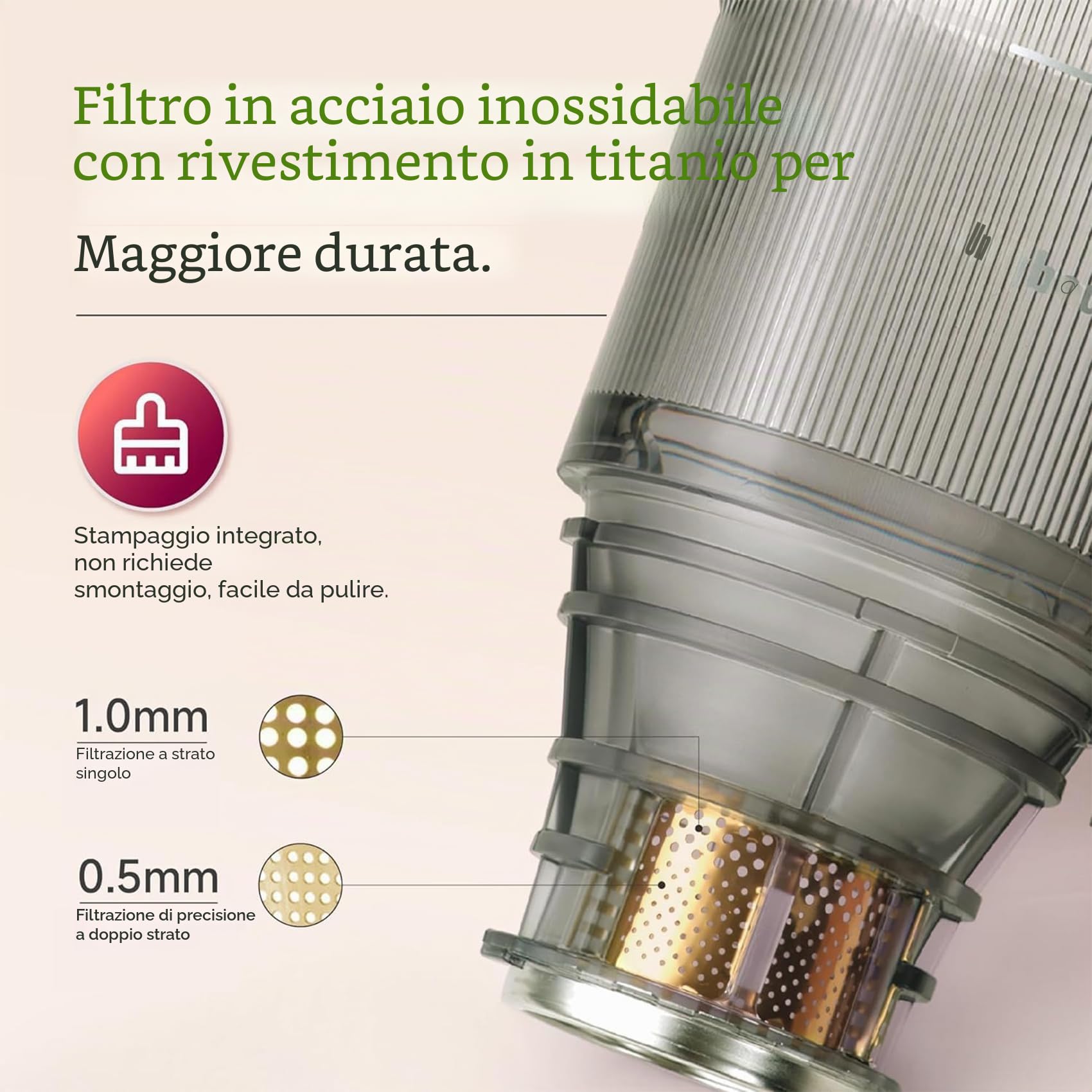 Anybear Estrattore frutta e verdura a Freddo con tramoggia larga 124 mm | Estrattore di succo 350W con Doppia Tecnologia di Spremitura Lenta per frutta e verdura intera | Tritan Senza BPA (Grigio)
