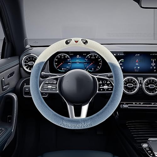 Miniatura 6 de Fundas de felpa para volante, fundas antideslizantes para volante con agarre ergonómico, productos de ajuste automotriz para minivan, sedán,