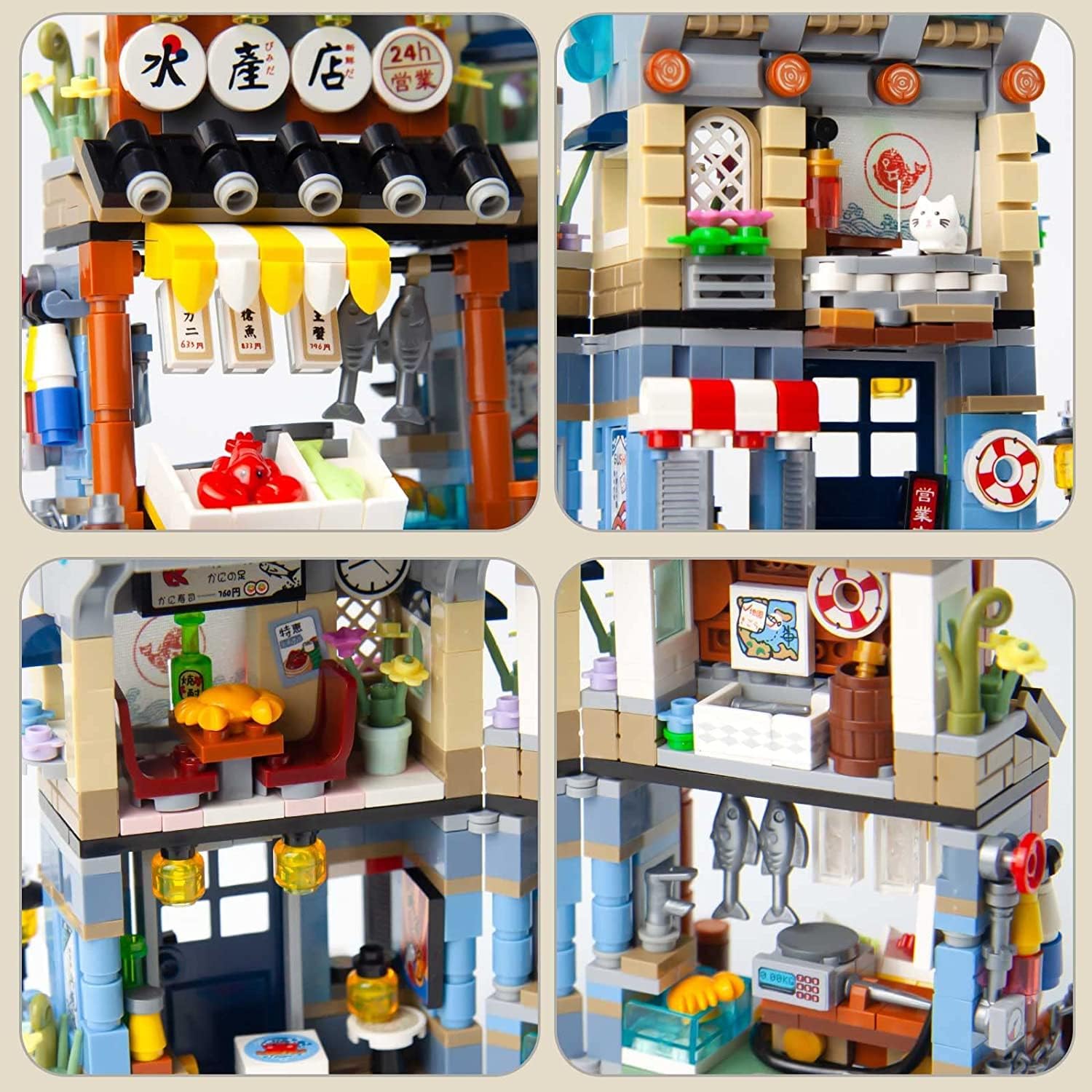 Japanese Street View Building Kits, 790 PCS Modular House Building Set Mini DIY Building Model Set, Architecture Modular Construction Set Gift for Adults and Teens