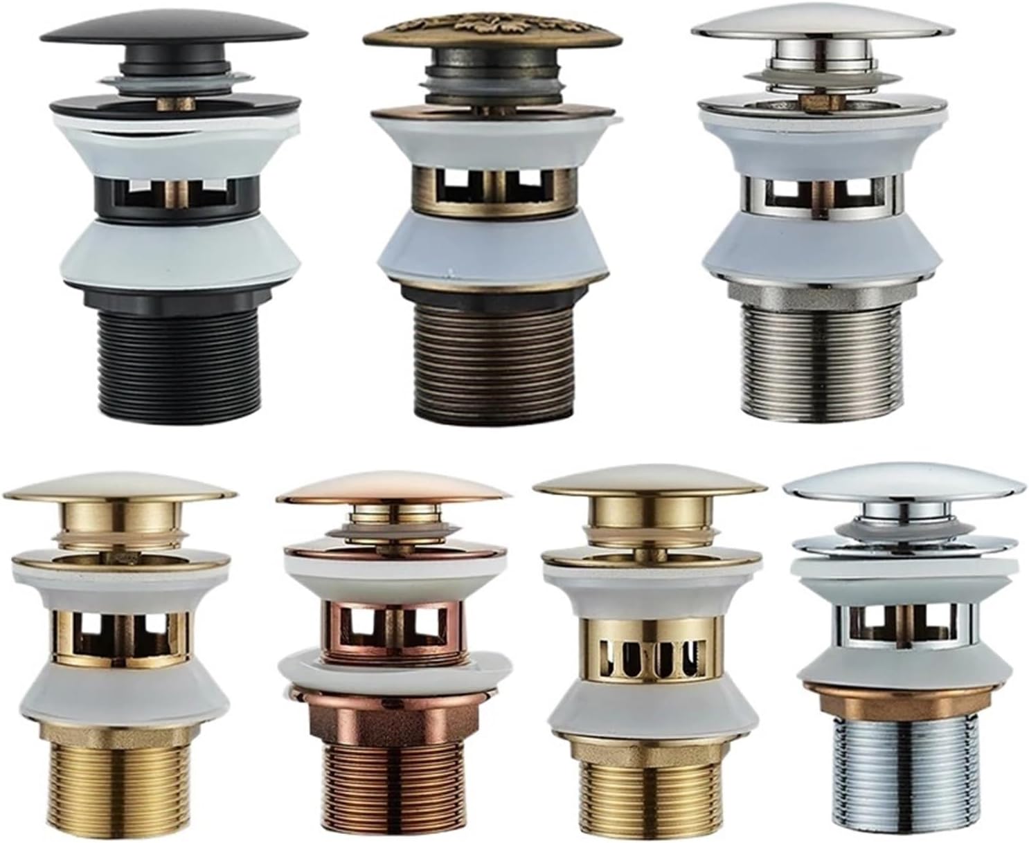 1pcs Pop Up Drain Button Bathroom Sink Plug Drainer Stopper Wash Basin Faucet Accessory Washbasin Pipe(Rose Gold B)