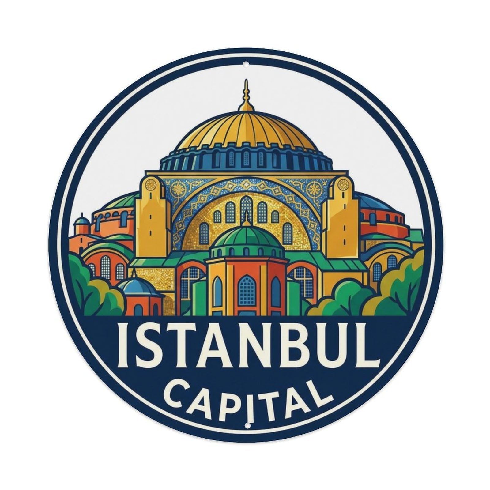 Vintage Travel Istanbul Turkey Capital Vintage Metal Tin Sign Plaque Wall Decor for Cafe, Club Bar, Office, Garden Metal Poster 8x8Inch