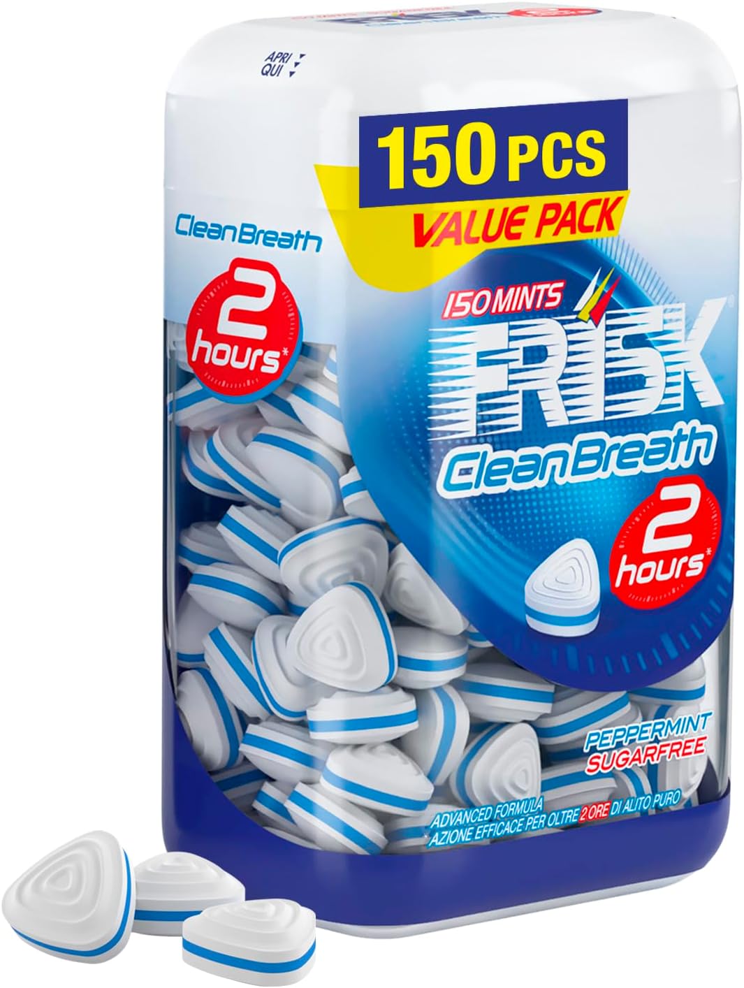 Frisk Clean Breath Caramelle al Gusto Peppermint, Mentine senza Zucchero e senza Glutine, 105g