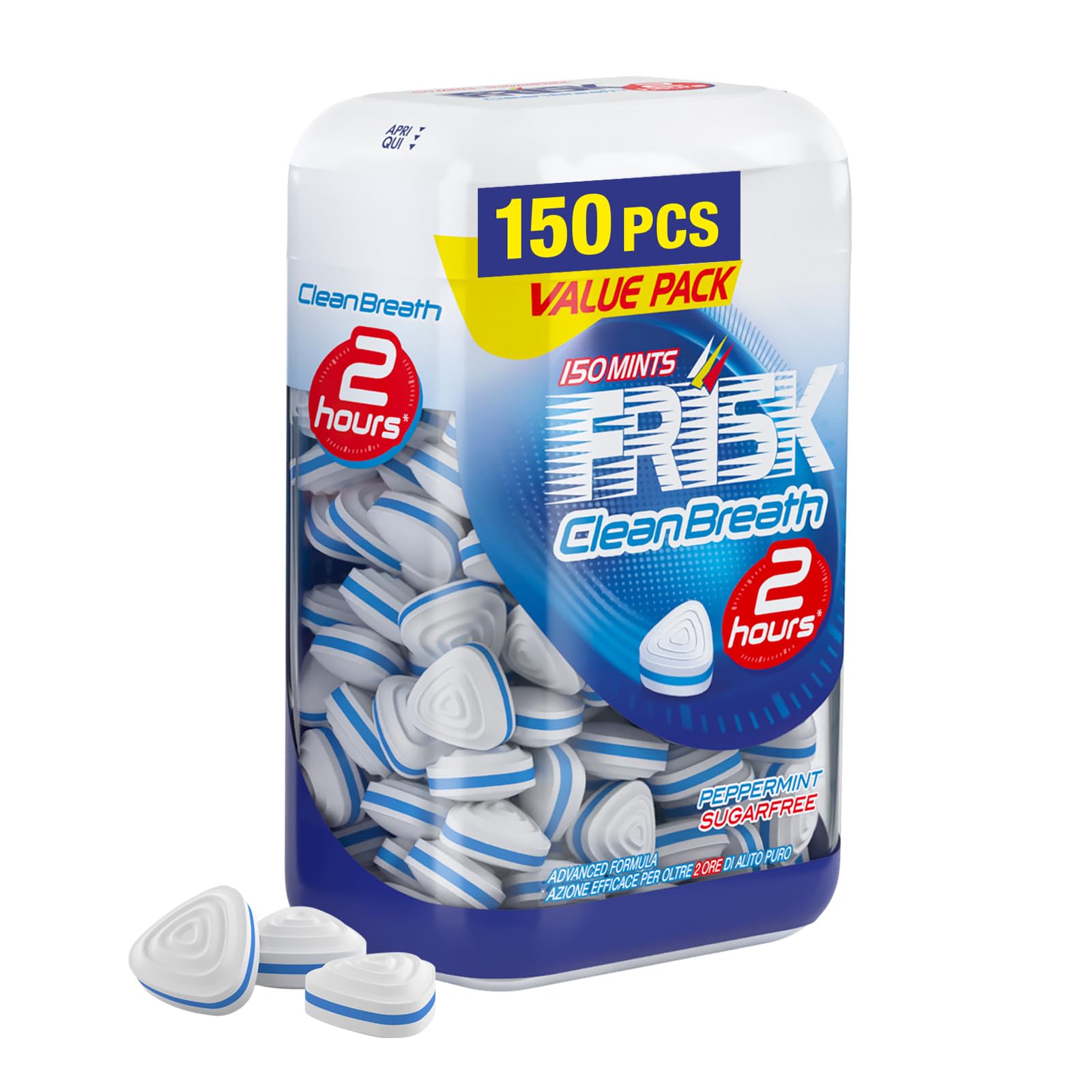Frisk Clean Breath Caramelle al Gusto Peppermint, Mentine senza Zucchero e senza Glutine, 105g