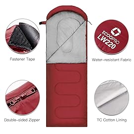 ECOOPRO Warm Weather Sleeping Bag - Portable, Waterproof, Compact Lightweight, Comfort with Compression Sack - Great for Outdoor Camping, Backpacking & Hiking-83 L x 30 W Fits Adults (G-Wine red)
