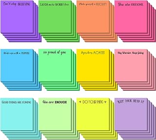 Zonon 60 Pcs Inspirational Sticky Notes 3 x 3 Inch Motivational Fun Notepads Back to School Gifts for Teacher Student Office Nurse Coworkers Positive Appreciation Supplies(Bright Color)