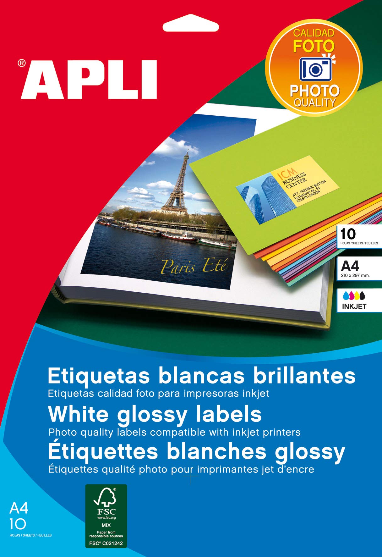 APLI 2924 – White Photo Labels 99.1 x 57 mm 10 Sheets