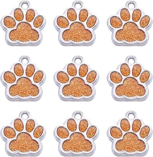 Enamel Paw Print Charm with Glitter Powder Alloy Enamel Cat Dog Charm Animal Dog Paw Charms Pendants for Keychain DIY Jewelry Craft Making