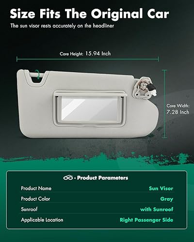 Miniatura 2 de SCITOO Reemplazo de la visera del parasol del lado derecho del pasajero para Nissan Altima con techo corredizo 2013-2018